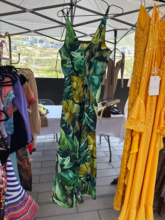 vestido tropical verde zara