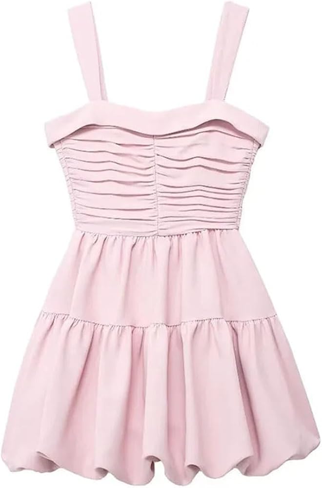 vestido globo rosa palo