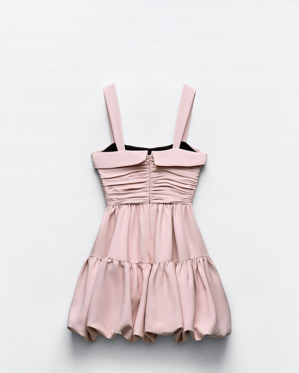 vestido globo rosa palo