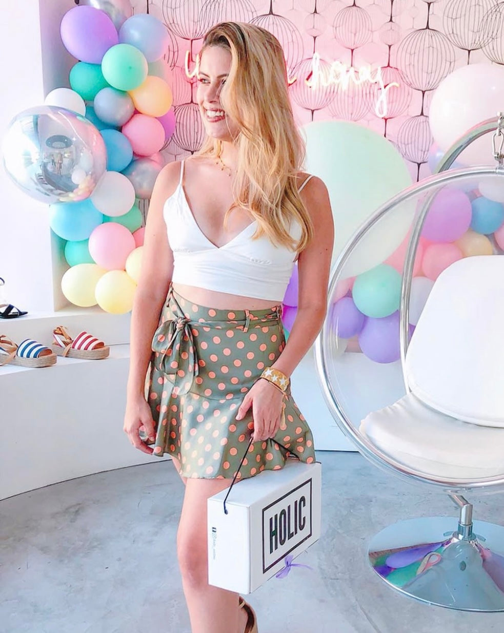 Falda short polka dots satin