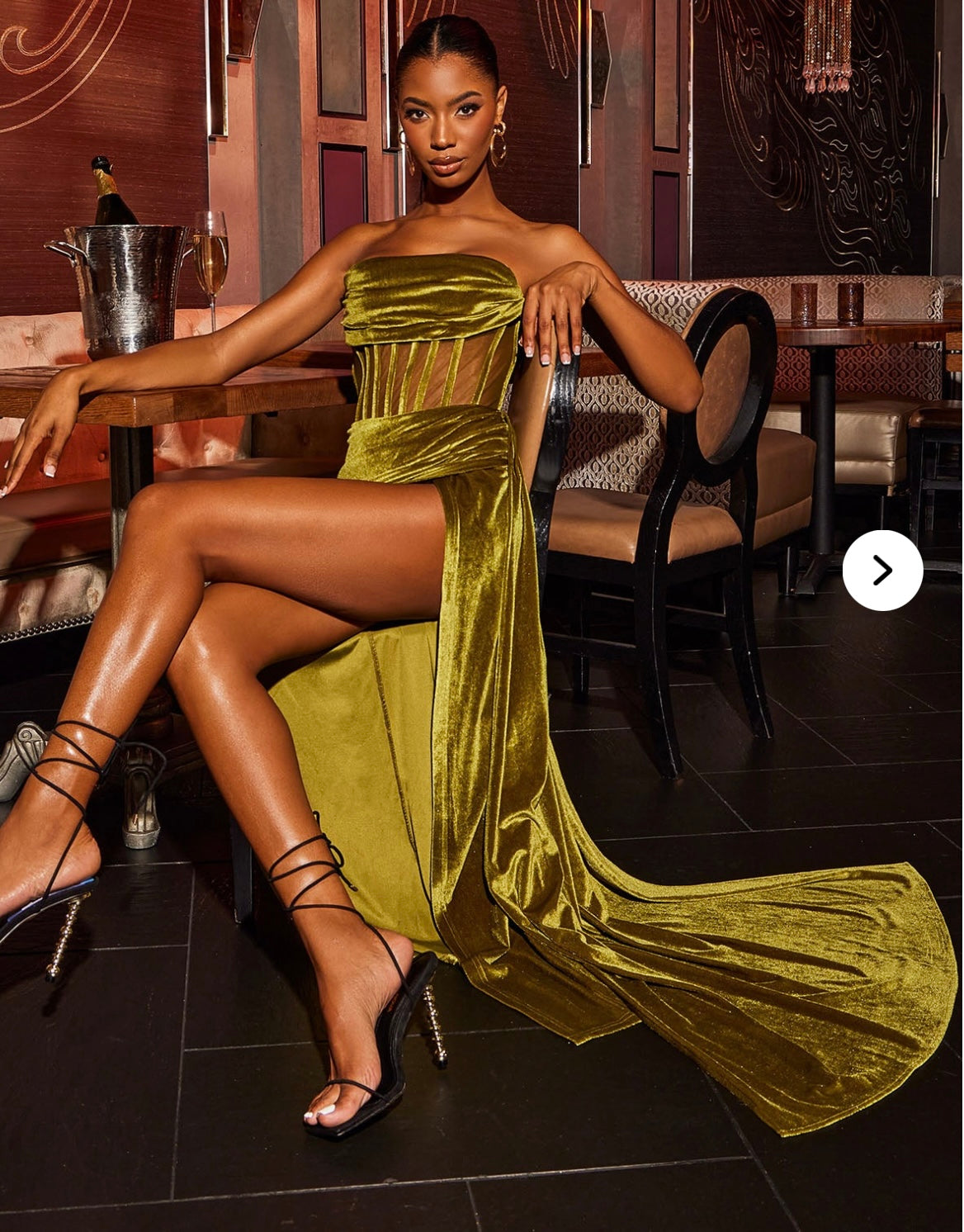 Vestido corset terciopelo strapless