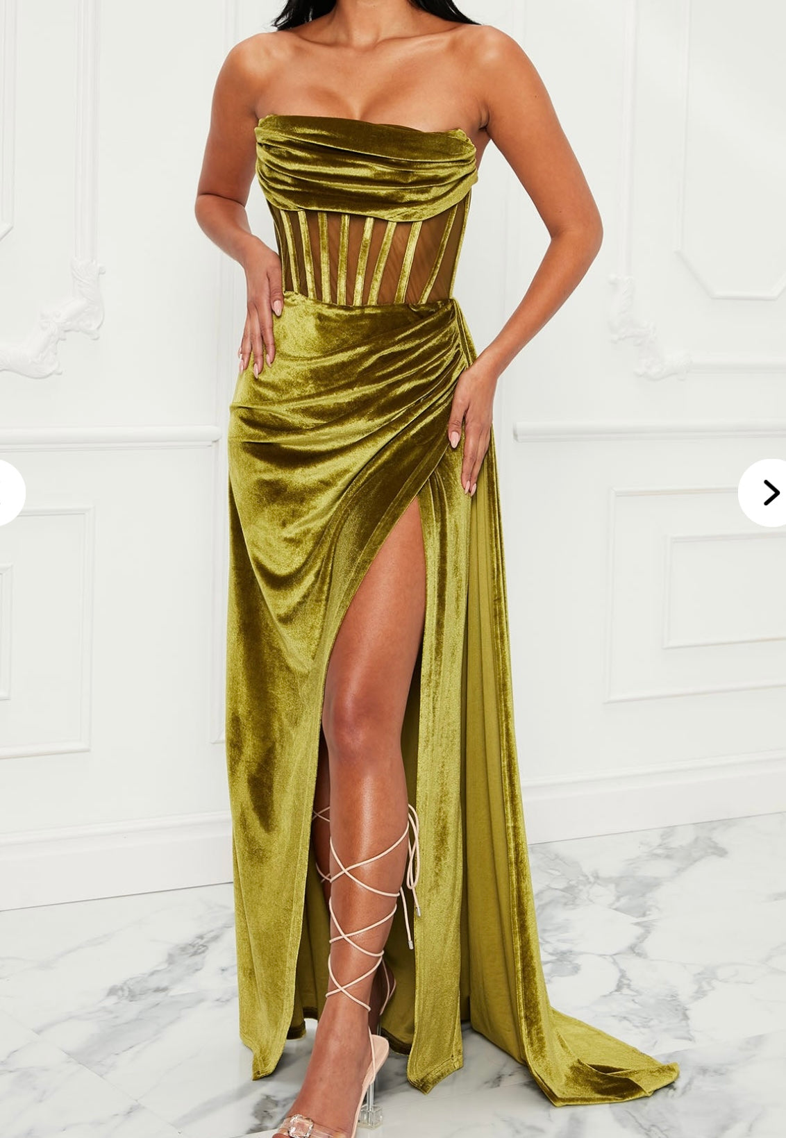 Vestido corset terciopelo strapless