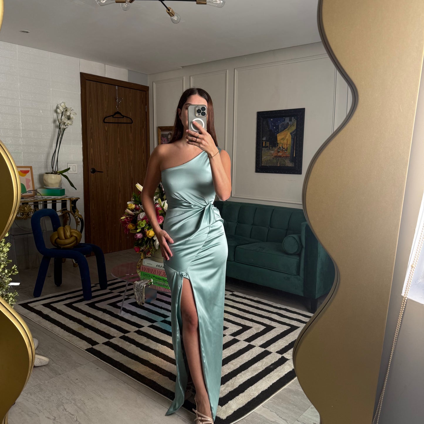 Vestido Celeste formal