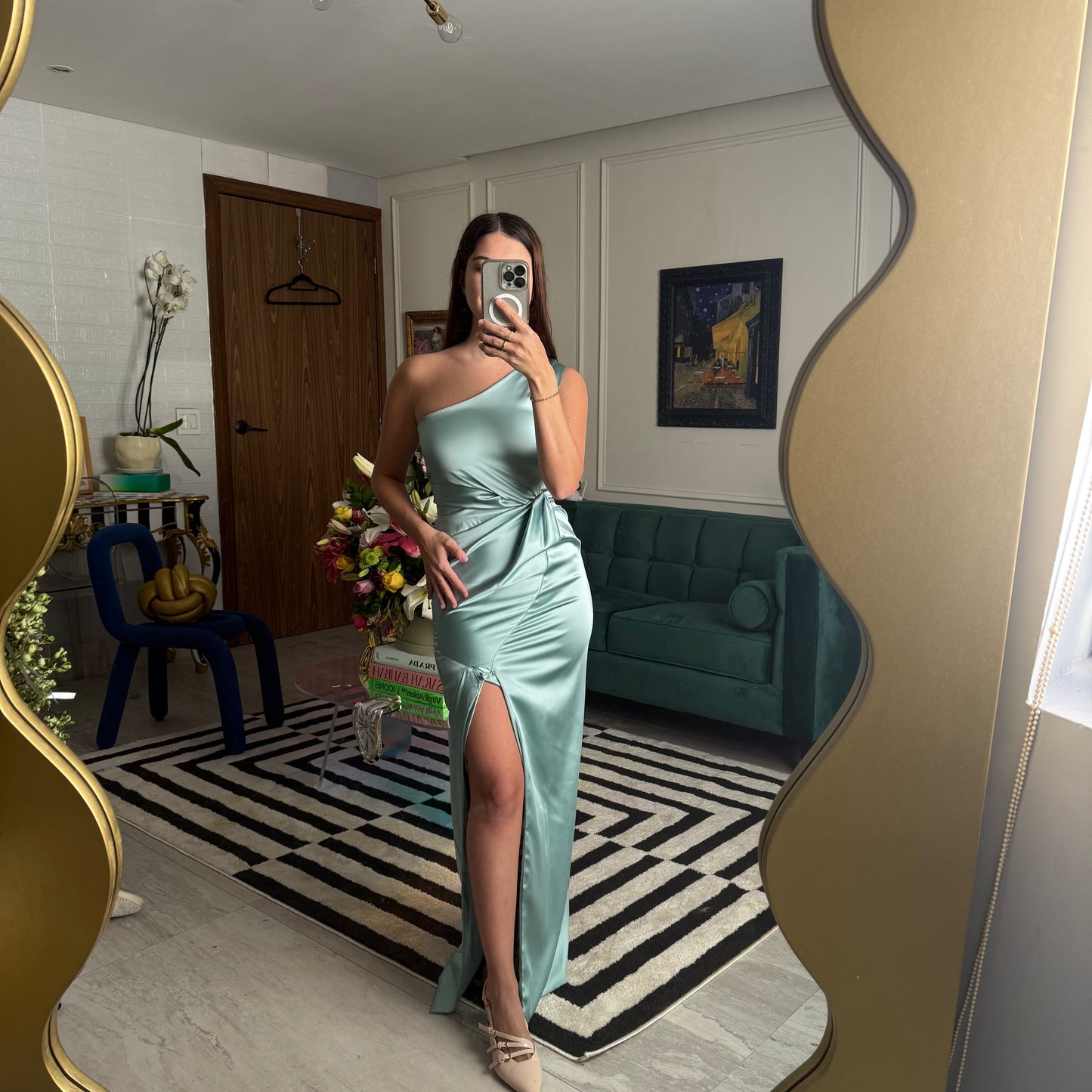 Vestido Celeste formal