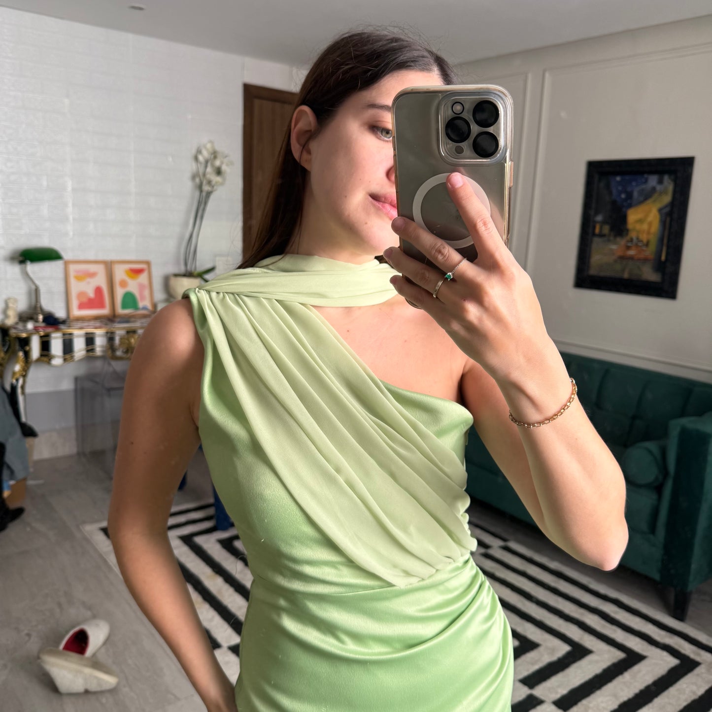 Vestido pistache midi Lady Pipa
