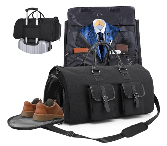 Porta trajes que se convierte en bolsa