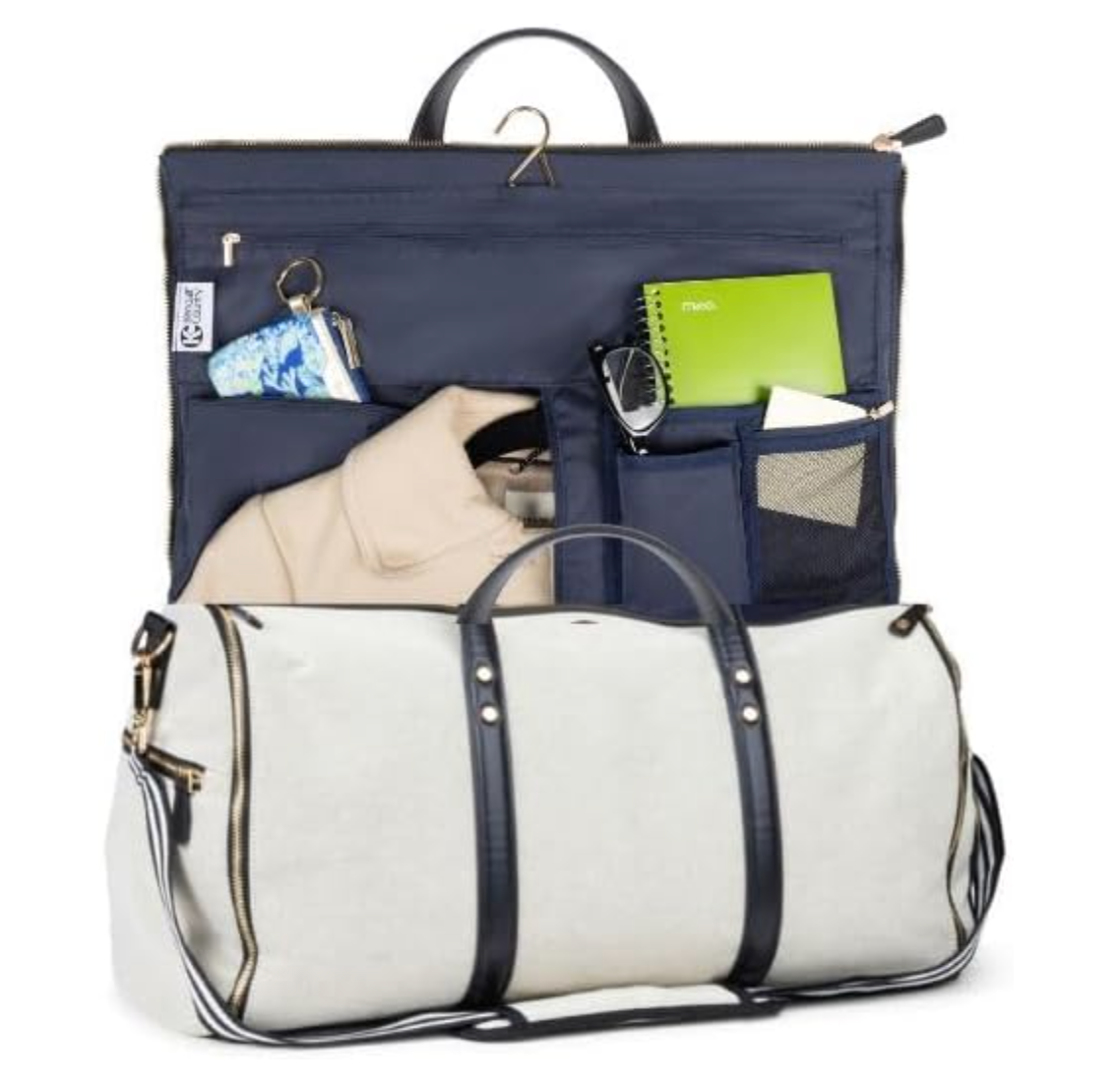 Porta trajes que se convierte en bolsa beige