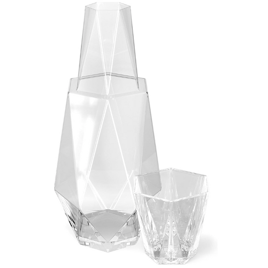 Jarra de agua cristal con vaso