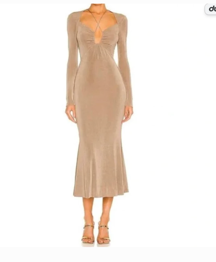 Vestido midi café formal