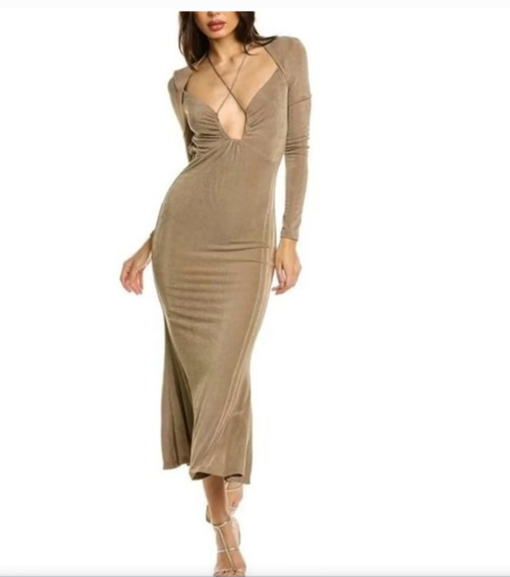 Vestido midi café formal