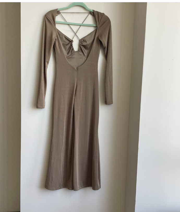 Vestido midi café formal