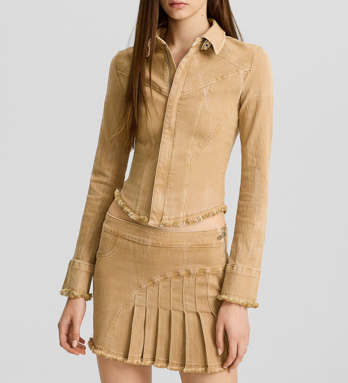 Set café falda y chamarra