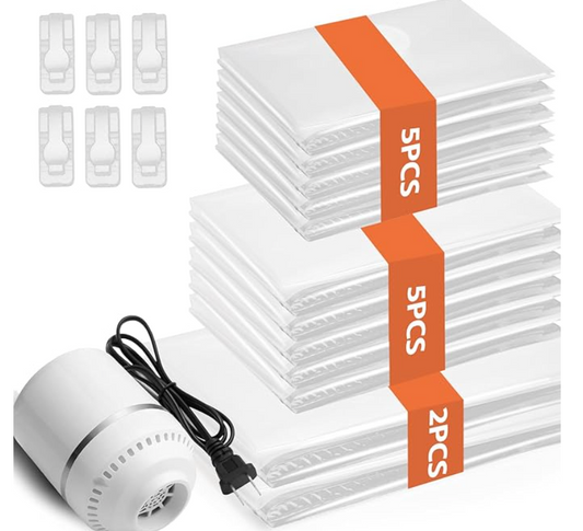 12 bolsas para empacar al vacío con bomba eléctrica