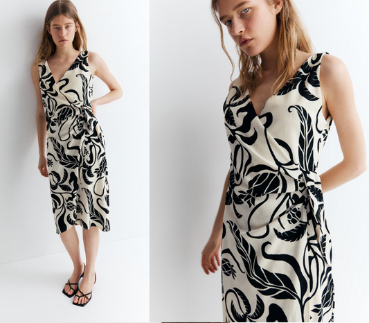 Vestido Cruzado blanco con negro