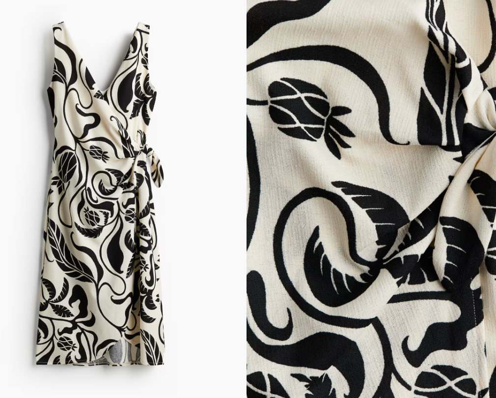 Vestido Cruzado blanco con negro