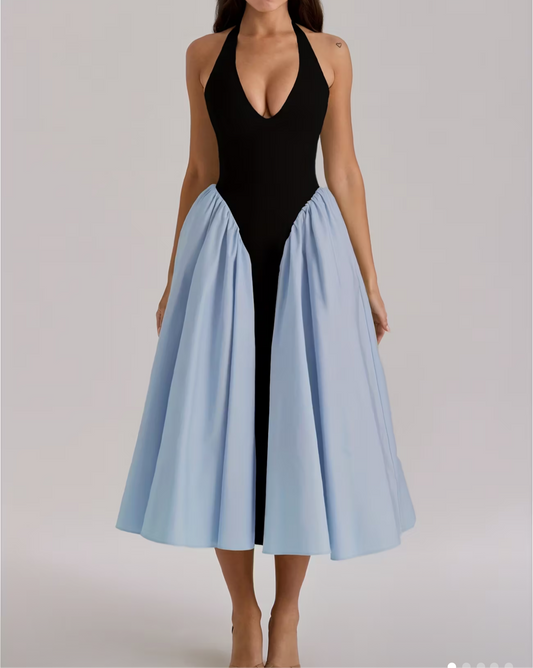 Vestido cute azul con negro