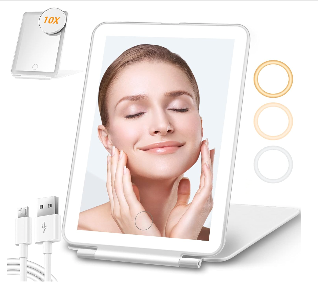 Espejo de viaje con luz led ultradelgado